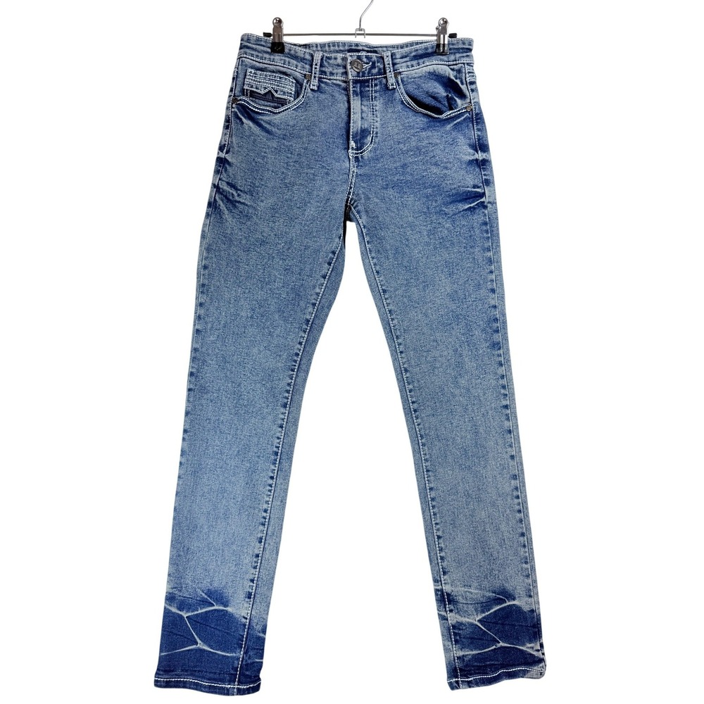 Benjamin Black Slim Fit Jeans Men's Size 30x30 Blue Wash Whiskering Design